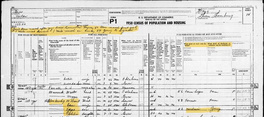 Census 1950 - Blankenship
