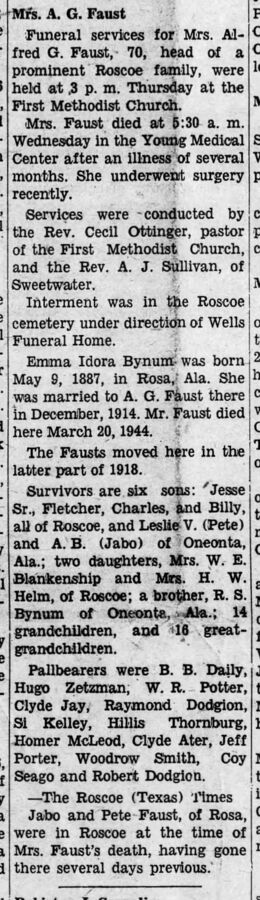 Emma Idora Faust Obituary